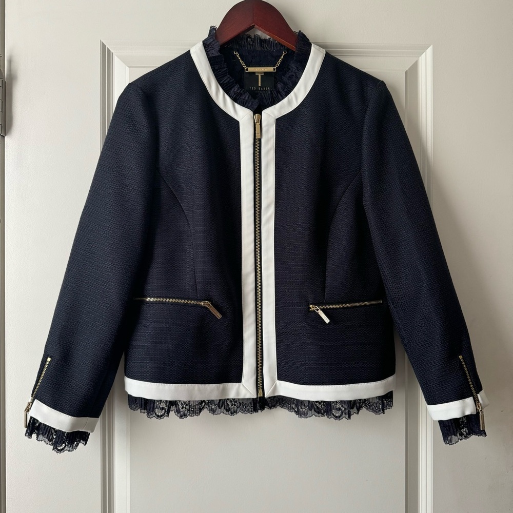 Ted Baker London Ennino Lace Trimmed Cropped Jacket